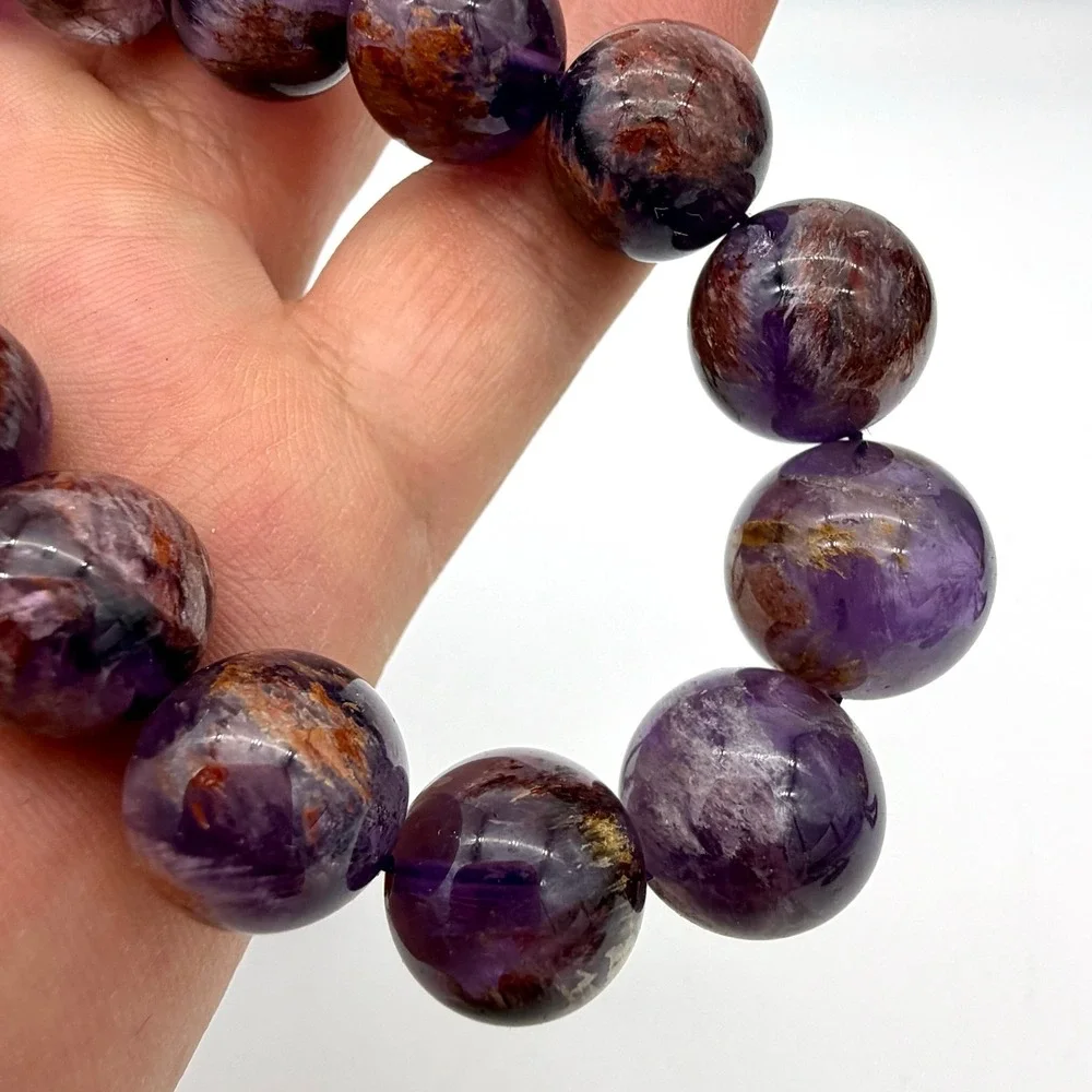 D'Joy‎ 925 Silver Sacred Seven Cacoxenite Amethyst Beaded Necklace 20